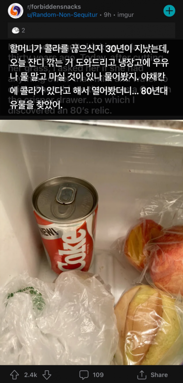 할머니집 냉장고 유물 발견
