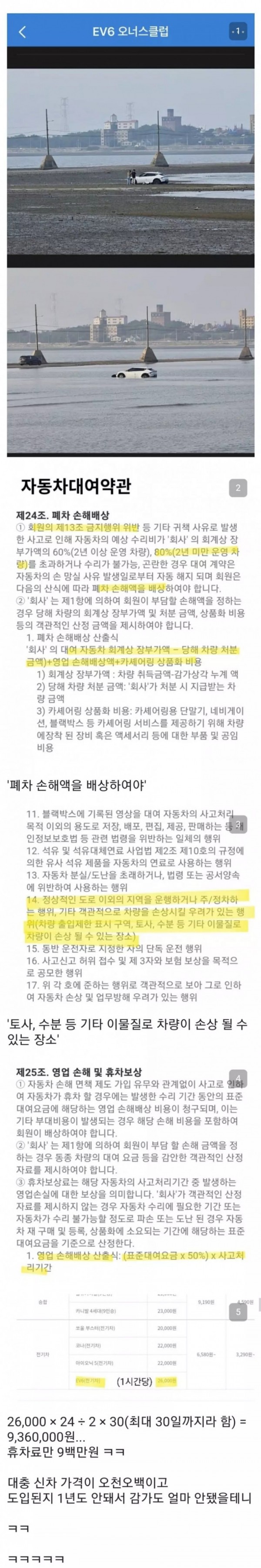 뻘에는 차를 가지고 들어가지말자